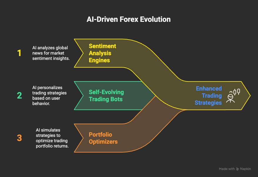 Infographic showing how AI drive forex trading strategies