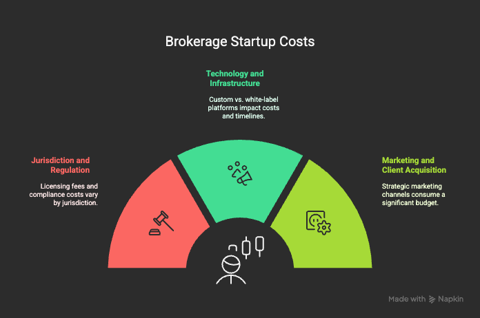 Infographic demonstrating key brokerage start up costs by category