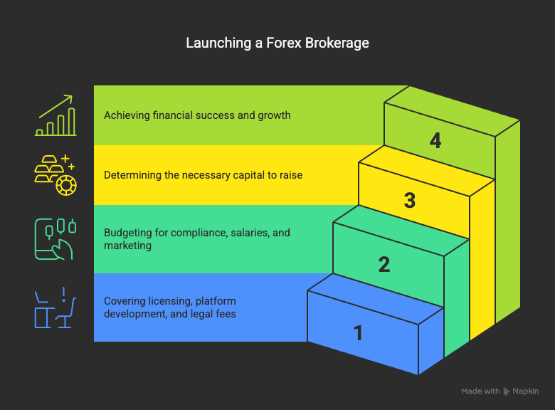 Infographic showing the steps in brokerage costs and capital requirements.